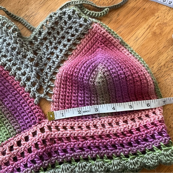 For @floridagurl337 Hand Crafted Halter Large Boho Hippie Crop Top Bikini Tank - Picture 7 of 8
